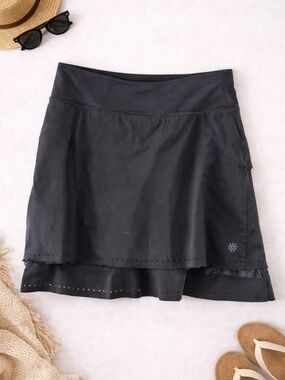 Athleta Black Layered Laser Cut Athletic Skort XS Tennis Golf Running Skirt